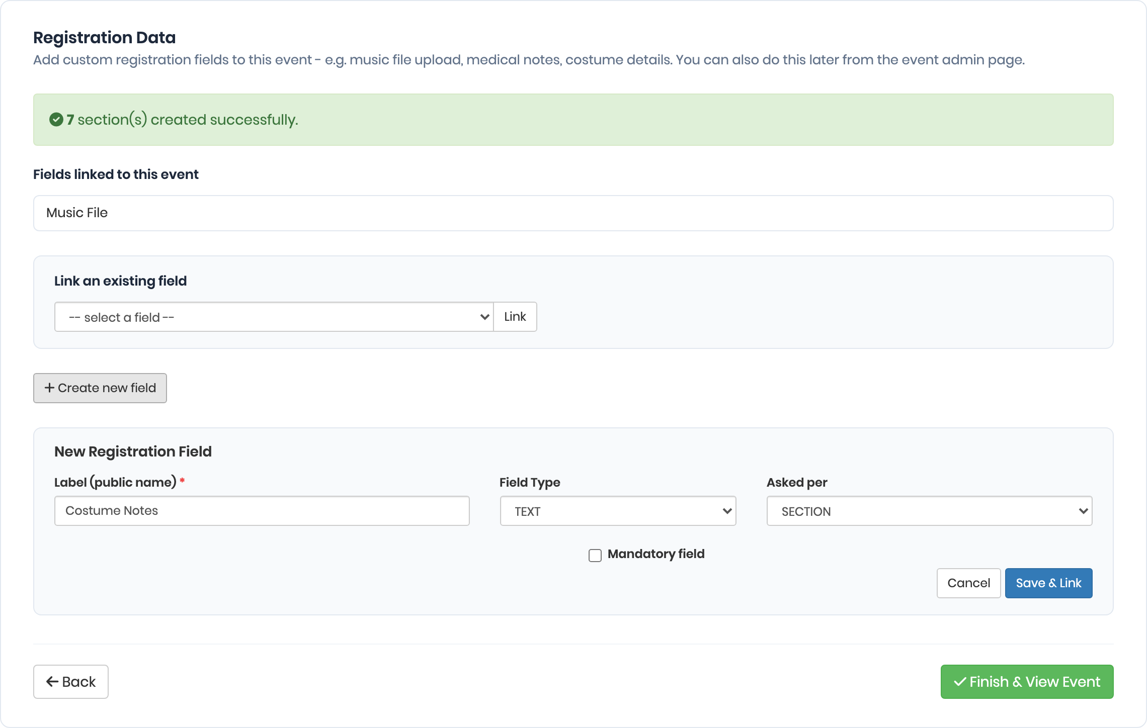 Wizard step 5, Registration Data