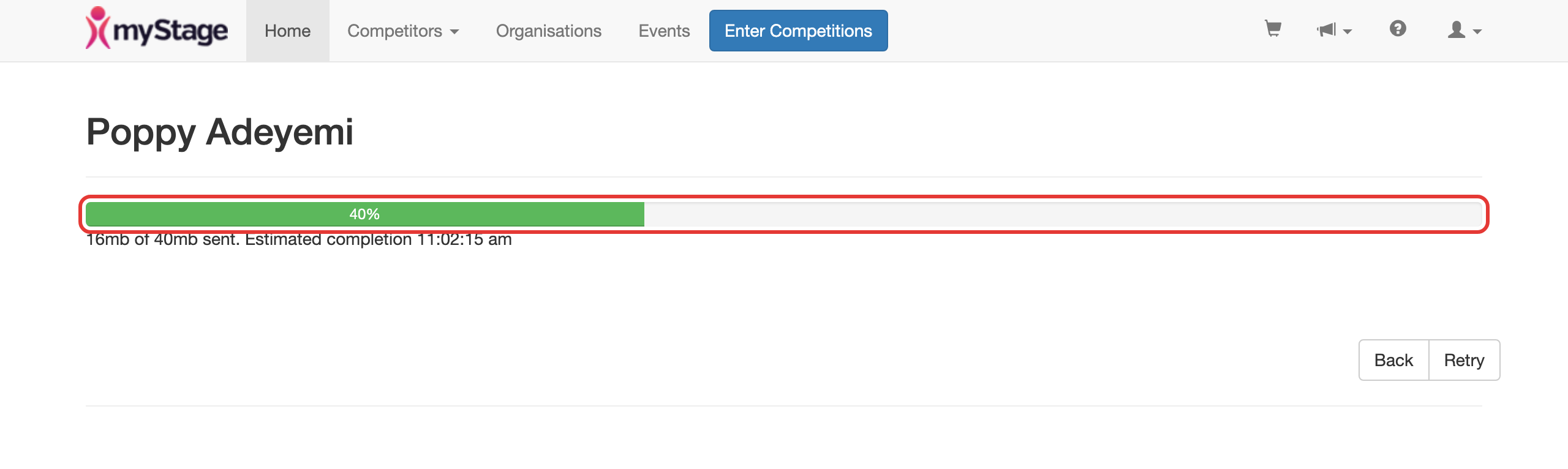 Upload progress